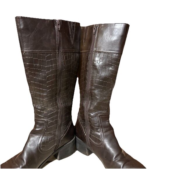 LifeStride Women's Brown Wish Dress Boots Tall Reptile Print Vegan Faux Leather - Picture 4 of 7